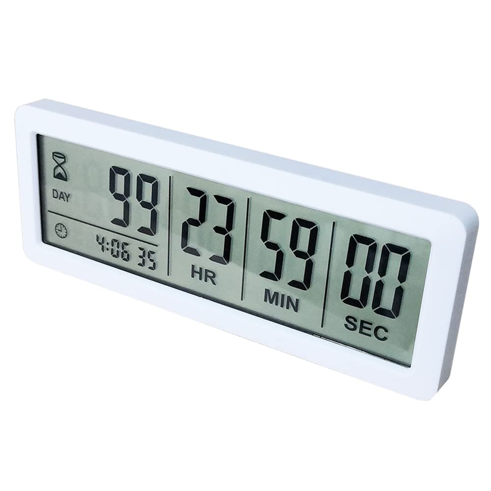 Digital Countdown Days Timer - White Upgraded Big 999 Days Count Down Clock with Stand Strong Magnetic Back for Vacation Retirement Wedding Holiday (M220)
