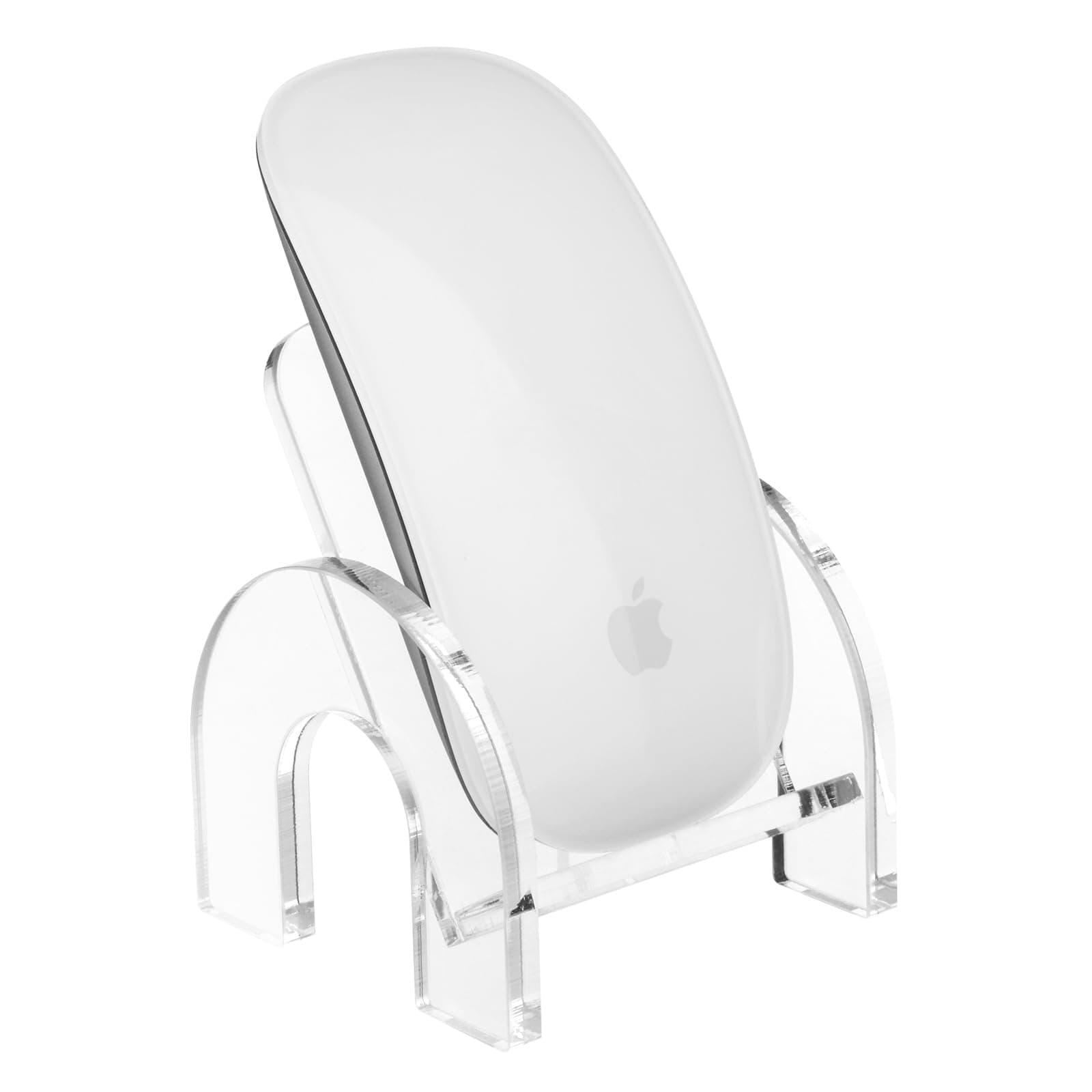 Mouse Holder Stand for Apple Magic Mouse 1 & 2 Easy Charging, Mouse Display Stand Compatible with Magic Mouse and Slim Flat Mice, Clear Acrylic Small Mouse Desktop Holder