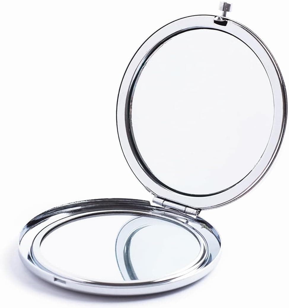MIHAGUTY Magnifying Compact Mirror for Purses with 2 x 1x Magnification, Folding Mini Pocket Double Sided Travel Makeup Mirror,Perfect for Purse, Pocket Mirror for Gift (Silver)