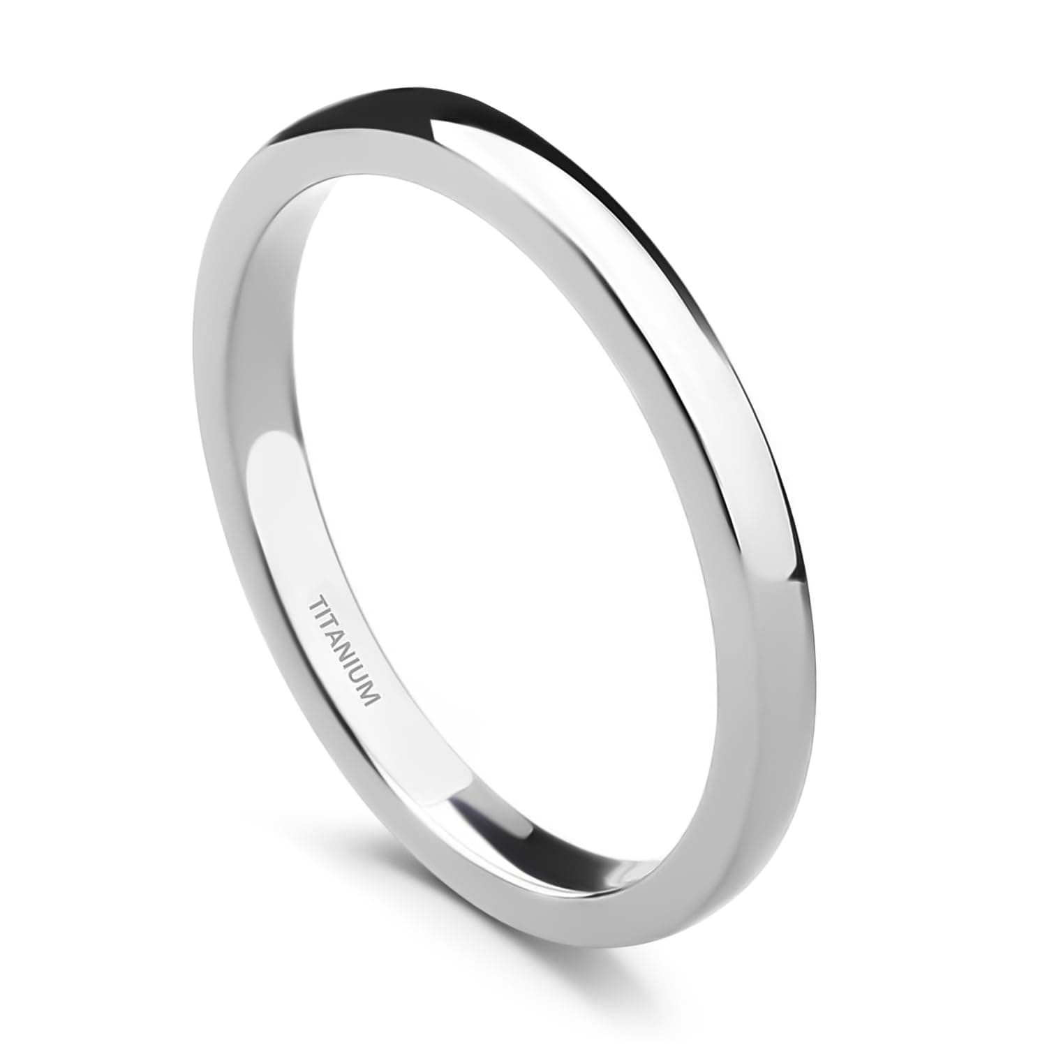 TIGRADE2mm 4mm 6mm 8mm Titanium Ring Plain Dome High Polished Wedding Band Comfort Fit Size 3-15,2mm,Silver,Size 7