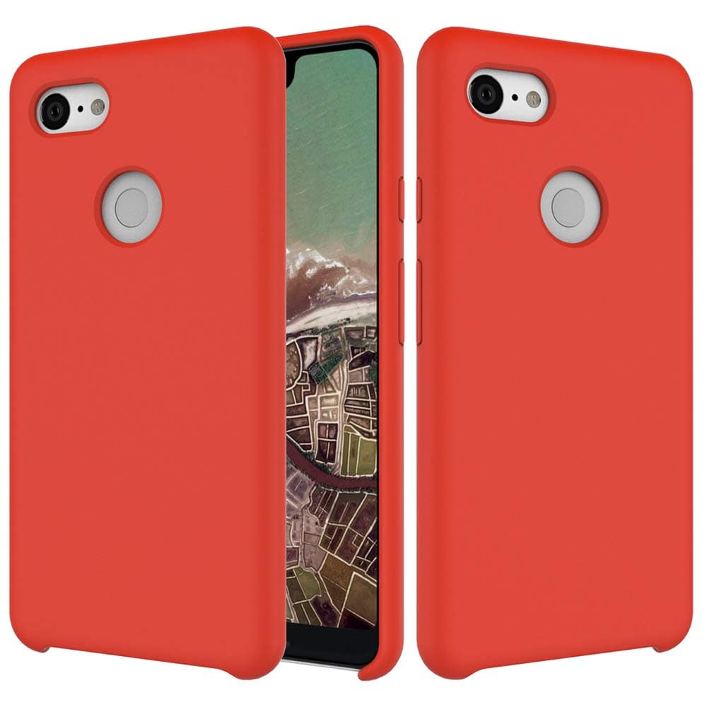 For Google Pixel 3XL Case, TPU Silicone Case - Soft Flexible Shock Absorbent Protective Cover Phone Case [Impact Resistant] Red