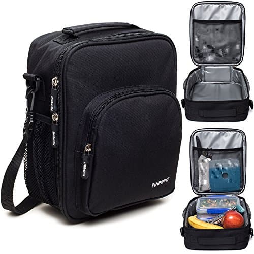 Insulated Thermal Lunchbox with Open Design - Classic Durable Lunch Box for Boys and Girls - Kids and Teens Lunch Box for School - Adults for Work or Office (Black)