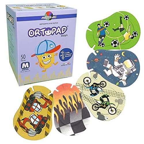 Ortopad® Bamboo Boys Eye Patches, 50/Box (Medium Size, 2-4 yrs) Racing Flames Pack