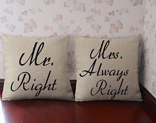 Couple Pillows Cases Mr. Right Mrs Always Personalized Custom Pillow Cases
