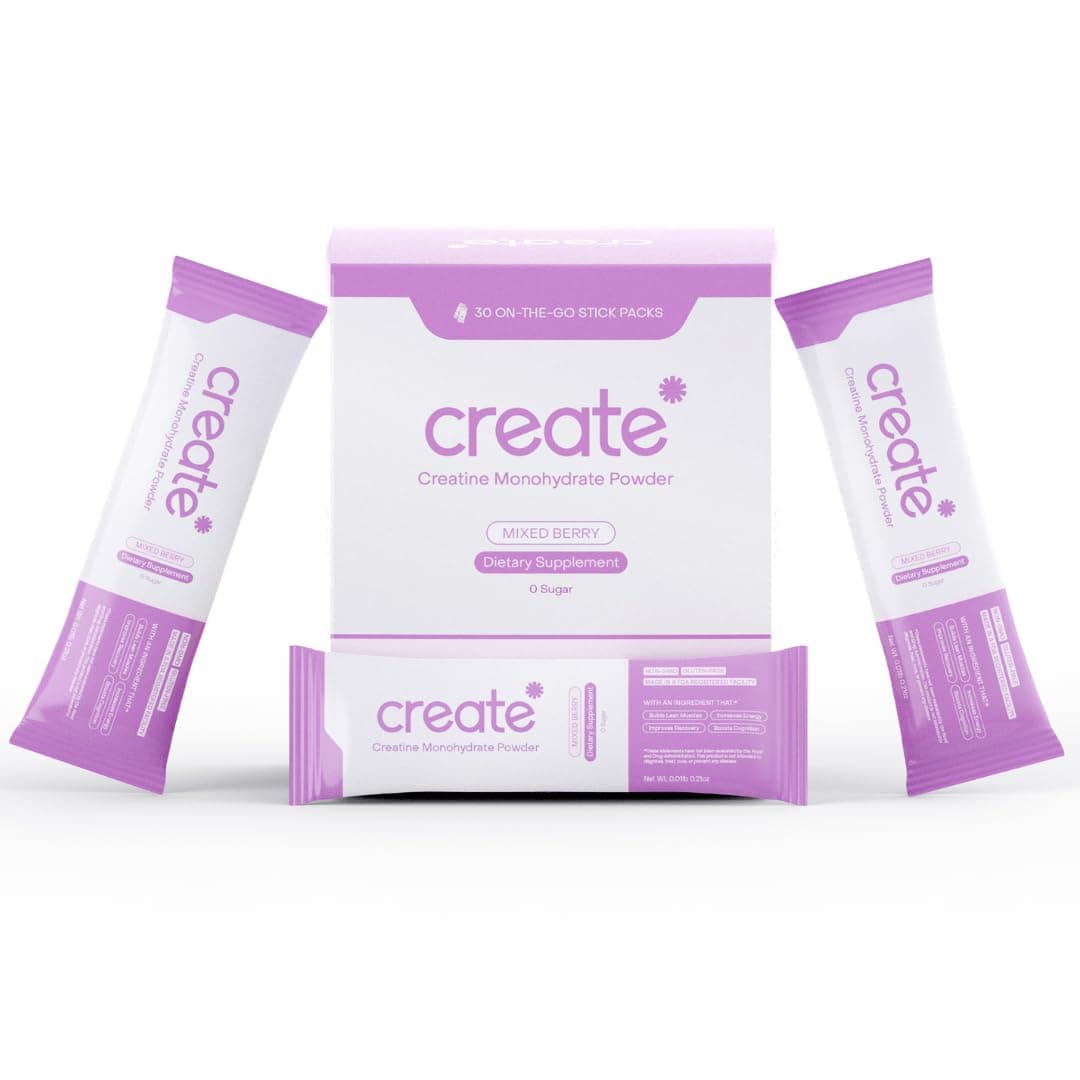 Create Single Serve Creatine Monohydrate Powder – 5g Creapure Creatine | Redefining Strength, Energy & Recovery | Sugar-Free, Vegan, Non-GMO | Mixed Berry | 30 Portable Packets