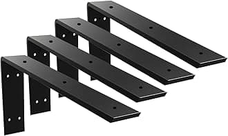 WINKER Countertop Support Bracket 4 Pack Heavy Duty 3/8" Thick Hidden L Shelf Bracket 20" x 8" x 2.5" Metal Corbels for Quartz/Granite/Wood/Concrete/Laminate Countertops, Black (7 Hole)