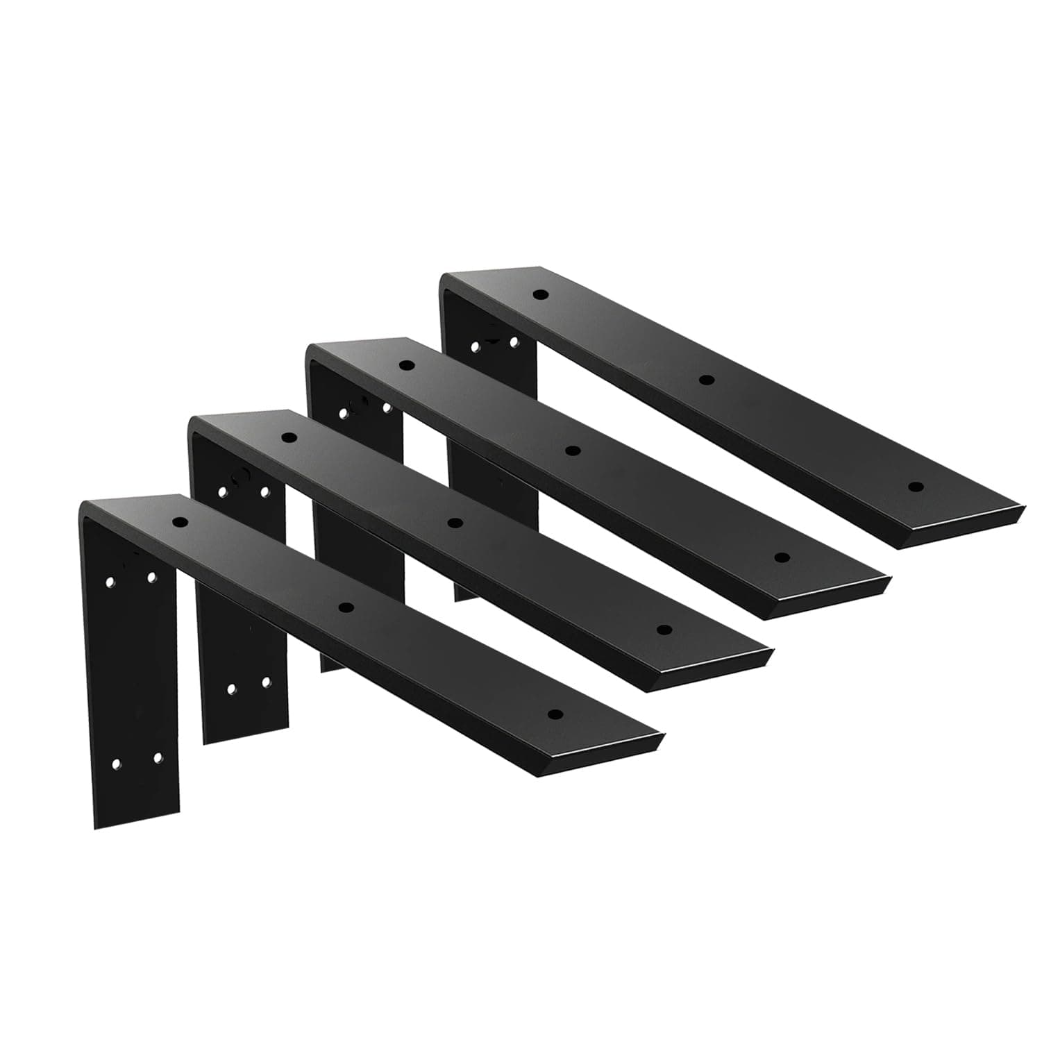 WINKER Countertop Support Bracket 4 Pack Heavy Duty 3/8" Thick Hidden L Shelf Bracket 20" x 8" x 2.5" Metal Corbels for Quartz/Granite/Wood/Concrete/Laminate Countertops, Black (7 Hole)