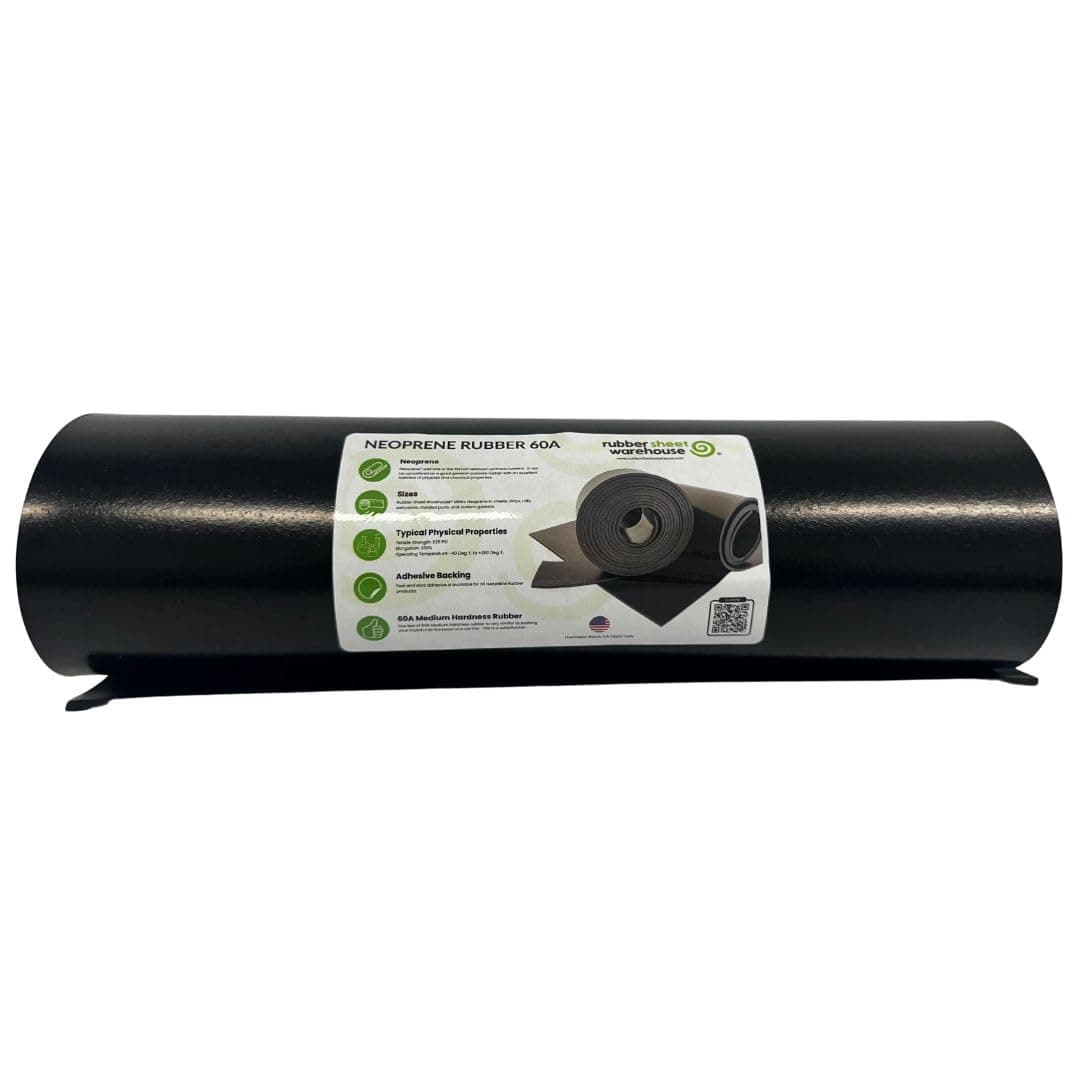 Rubber Sheet Warehouse Rubber Sheet Warehouse .125" (1/8") Thick x 12" Wide x 36"+/-1" Neoprene Rubber Sheet Commercial Grade 65A, Smooth Finish, Solid Rubber, Perfect for Weather Stripping, Gasket, C