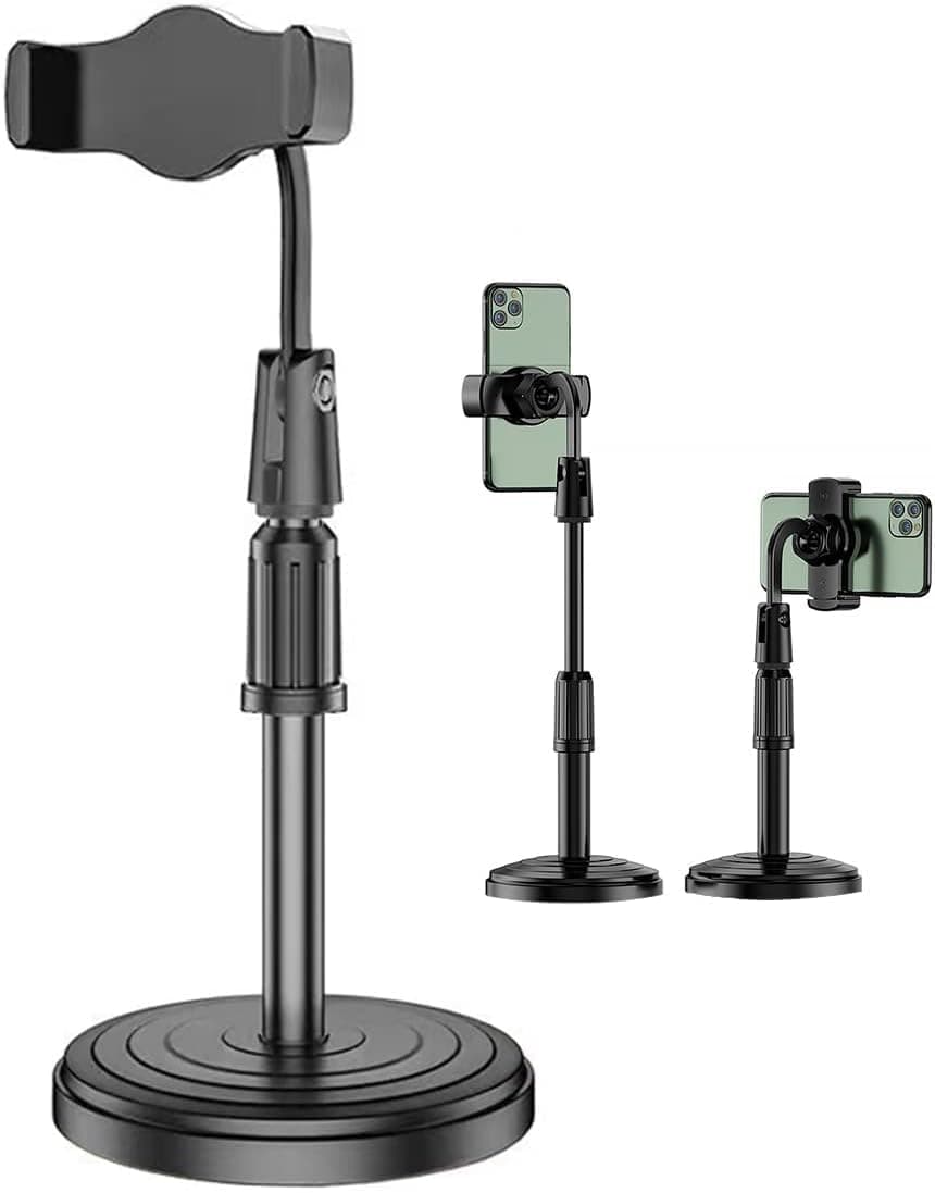 Universal Mobile Phone Holder Stand, Height Angle Adjustable Cell Phone Stand for Office, Flexible Desk iPhone Stand Compatible with All Phones