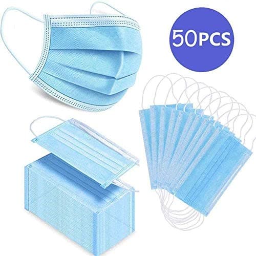 Goffdey 50Pcs Disposable Face 𝐌𝐀𝐒𝐊 with 3 Layer Filter, 3 Ply Filter Breathable Safety 𝐌𝐀𝐒𝐊 with Elastic Earloop