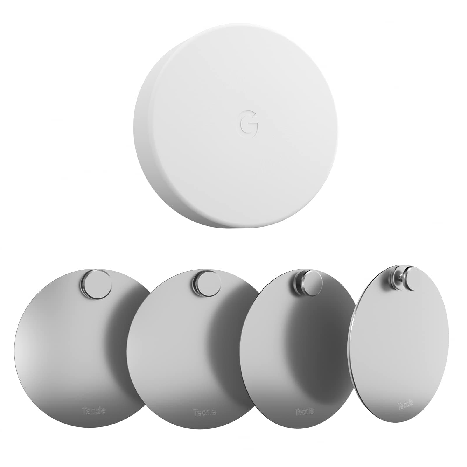 Teccle Wall Mount for Nest Temperature Sensor 2nd Gen / 1st gen 4 Pack- No Hole Needed - Stainless Steel Bracket Plate for Google Nest Temperature Sensor - Mount to Any Smooth and Dry Surface