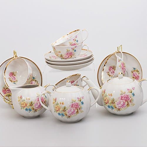 Tulip. Cecille 15 Pc. Tea Set for 6 Persons. Dulevo Porcelain Factory