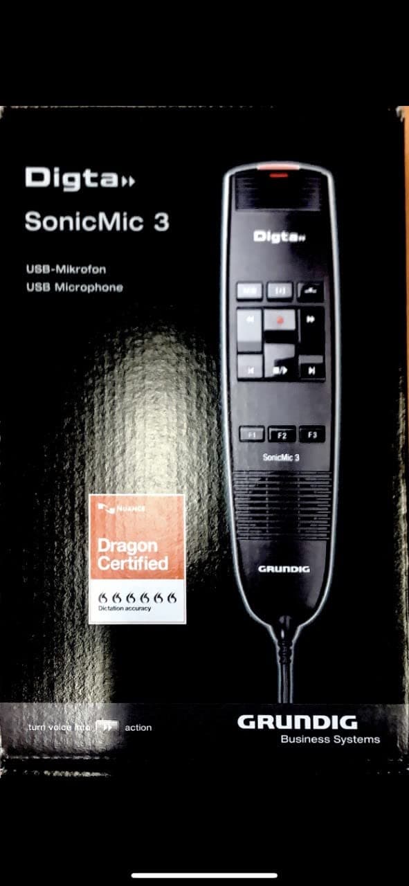 Grundig Digta SonicMic 3 USB Dictation Microphone with Mouse Control and Intuitive Button Control, Individually Configurable by Grundig