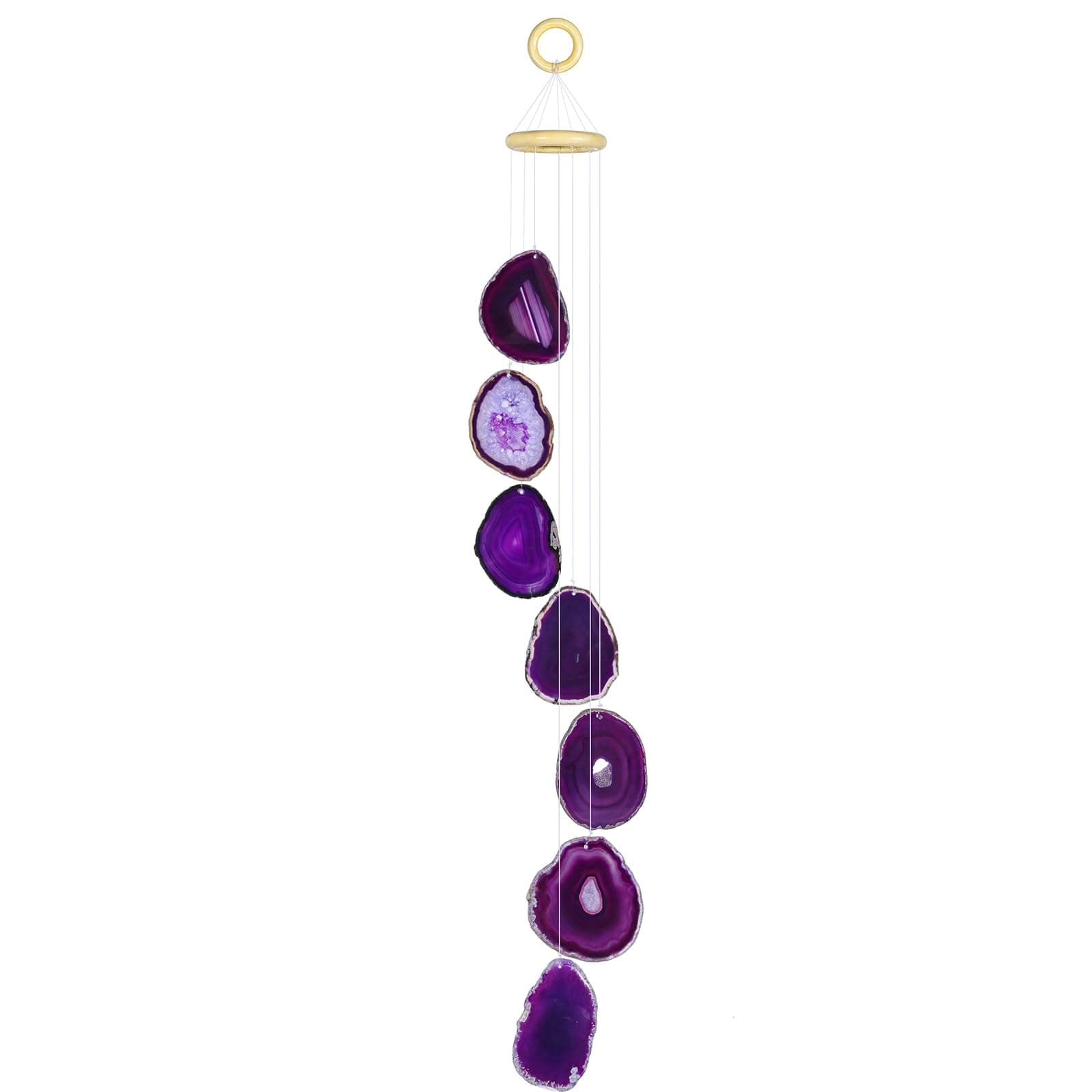 mookaitedecor Extra Large Purple Agate Slice Crystal Wind Chime for Home Porch Garden Indoor Outdoor Decor, Healing Crystal Art Hanging Ornament Reiki Wind Chime Gift Feng Shui Purple Home Decor