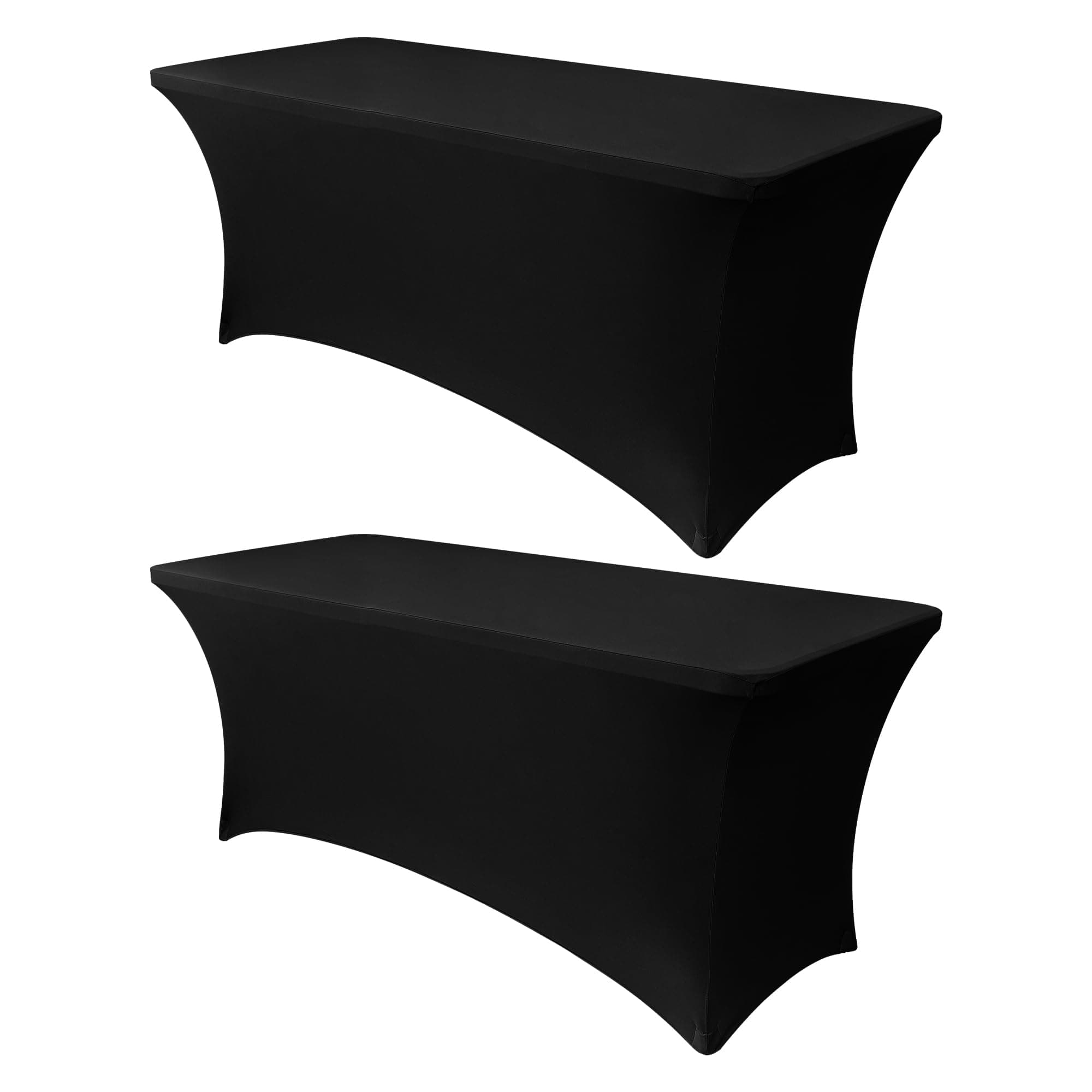 Obstal 4ft Stretch Spandex Table Cover for Standard Folding Tables - 2 Pack Universal Rectangular Fitted Tablecloth Protector for Wedding, Banquet and Party, Black