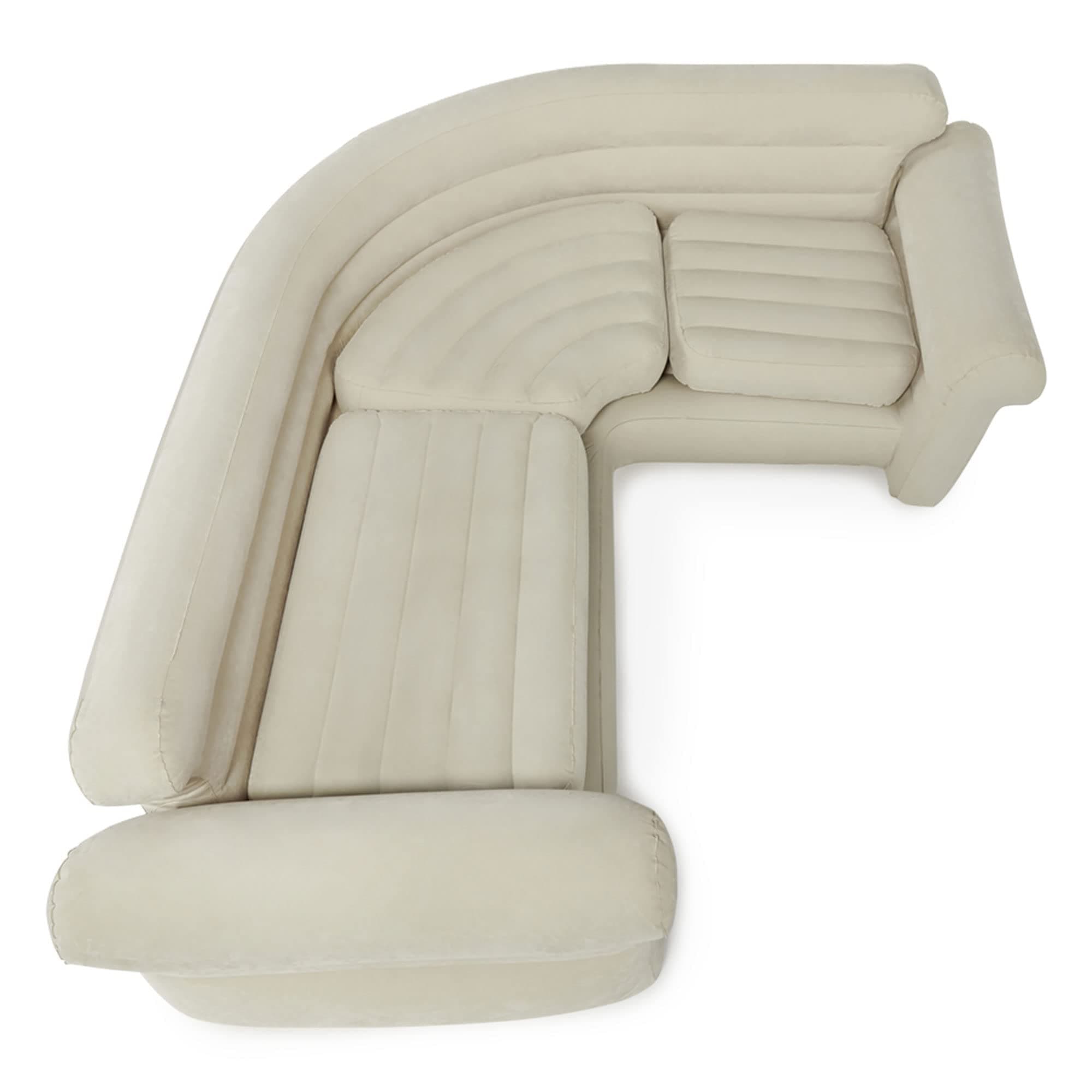 Intex 68575EP Inflatable Corner Sofa: L-Shaped – Indoor Use – 2-in-1 Valve – 880lb Weight Capacity – 101” x 80” x 30”