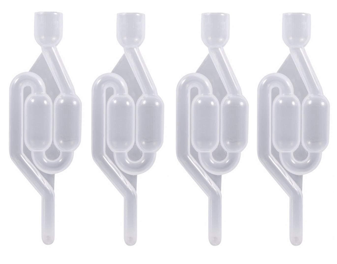 4 Piece S-Shape Air Lock Twin Bubble Plastic Grommet Homebrew Fermentation Wine Valve Wine Beer Making Twin Bubble Fermentation