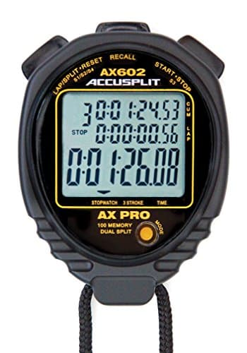 Accusplit Ax602 Pro Memory (100) 3 Line Display Stopwatch With Stroke Rate (Black)