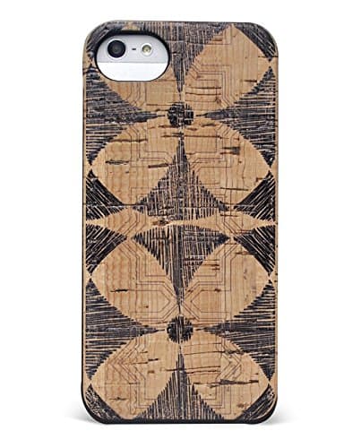 Wood Case Compatible with iPhone SE | 5 | 5s - Eco-Friendly Cork Wood Fashion Case - Natural Wooden Design with Stylish Flower Printed Overlay (Flower)