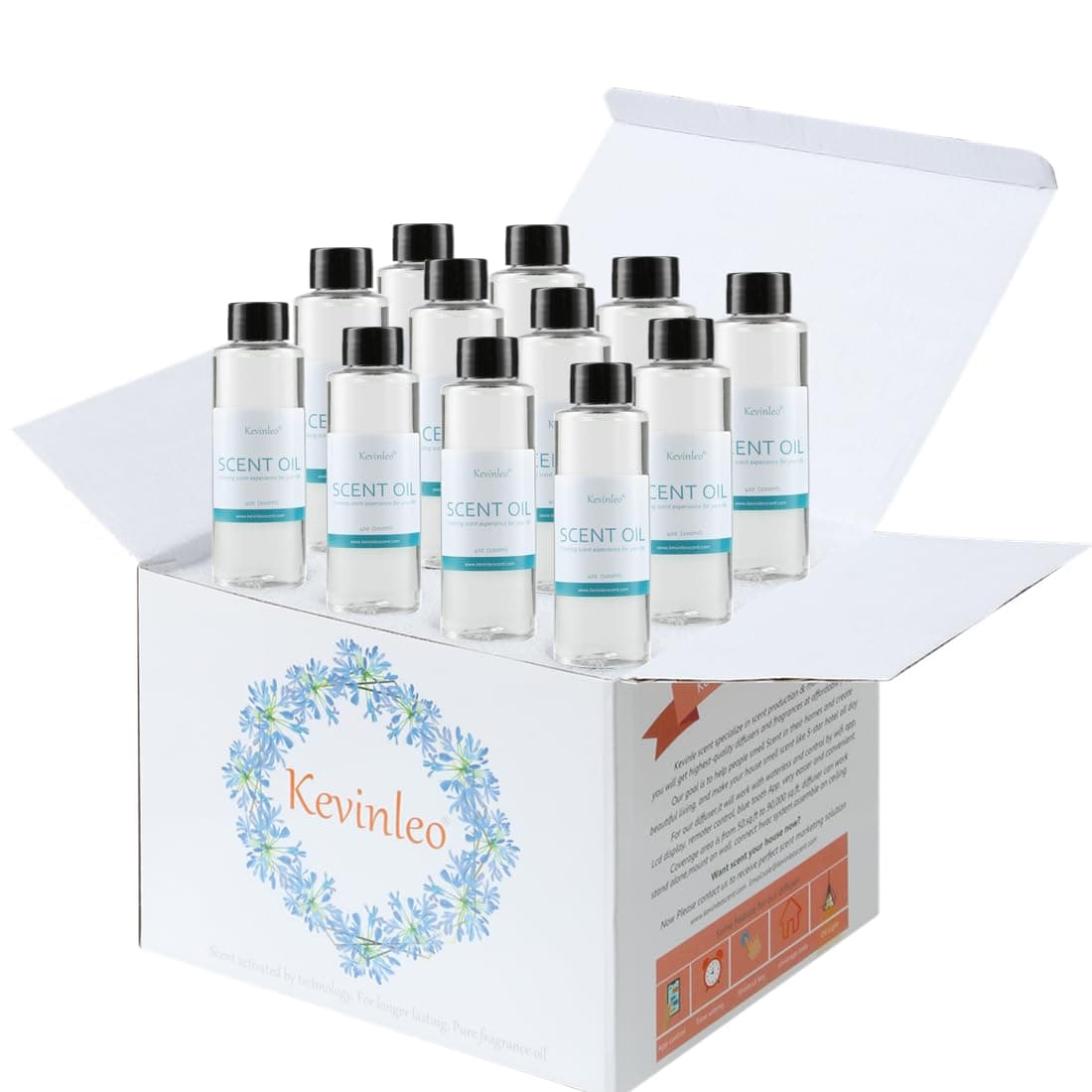 Kevinleo Essential Oils for Diffusers 12pcs in Pack with 100ml/smell - 100% Pure and Natural Aromatherapy Oil for Diffusers, Diffuser Oil Blends for Essential Oil Diffusers 40 Fl Oz (1200ml)