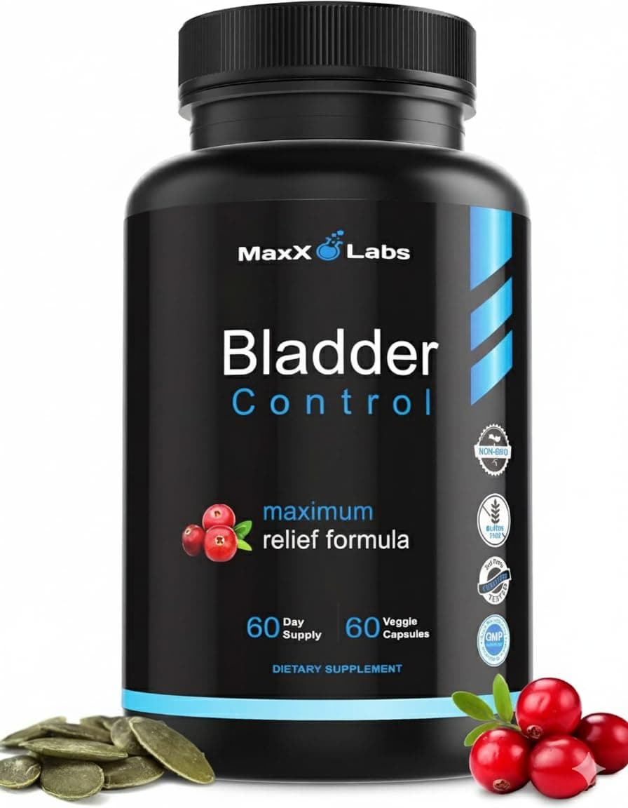 Bladder Control Supplement - Overactive Bladder Control Pills - Potent Blend of Pumpkin Seed Oil, Cranberry Extract & Vitamin D3 - Urinary Tract Infection Treatment for Women & Men - 60Ct