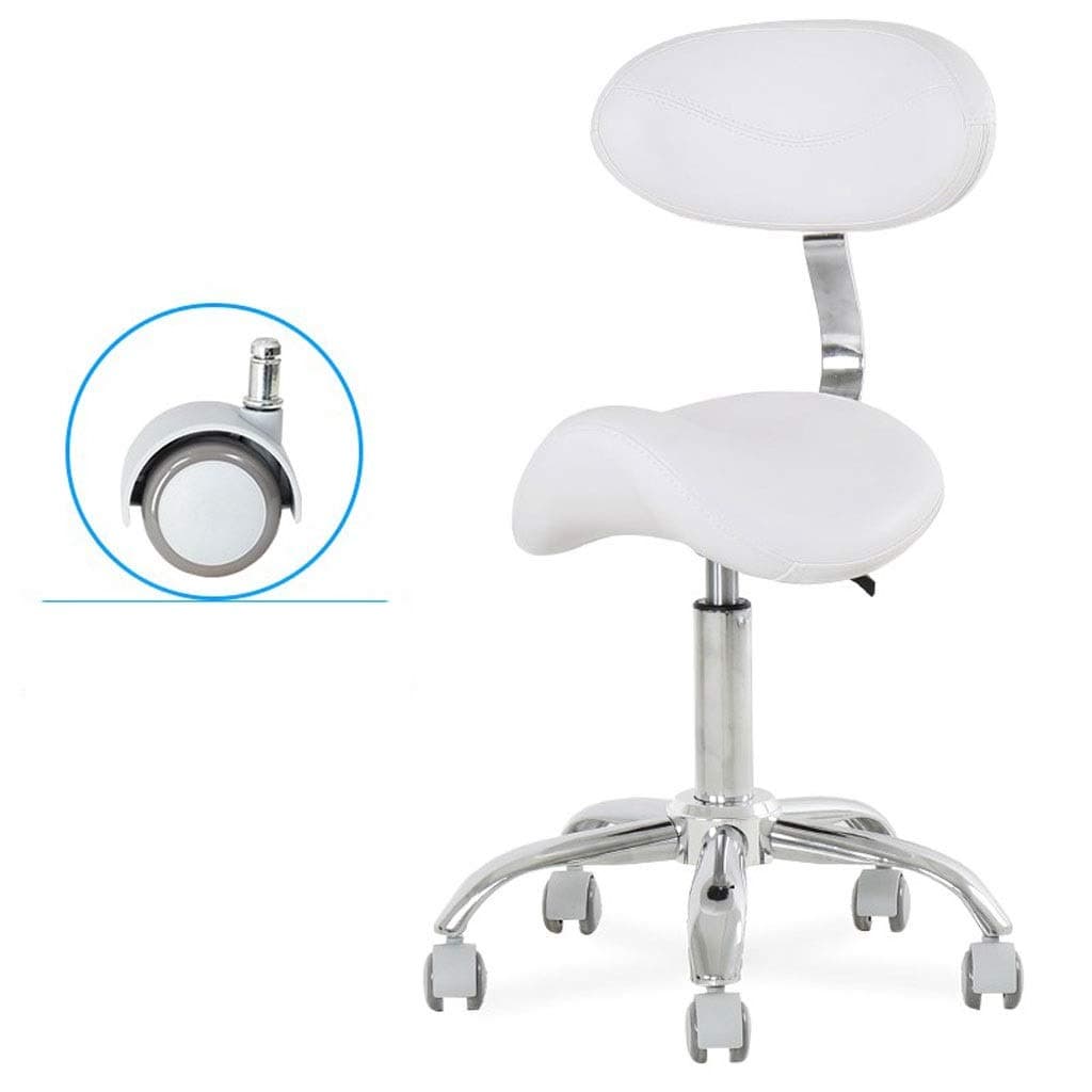WLDD Ergonomic Adjustable Saddle Stool (Without Back) Ergonomic Swivel Chair For Dental Office Massage Clinic Spa Salon With Wheels (Color : White 2)