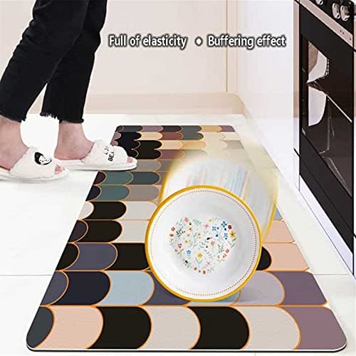 Modern Kitchen Rugs, Geometric Patterns Non Slip Leather Floor Mats, PVC Waterproof Outdoor Carpet, for Home Bedroom Living Room Bath Area Rugs, Customizable,90x200cm
