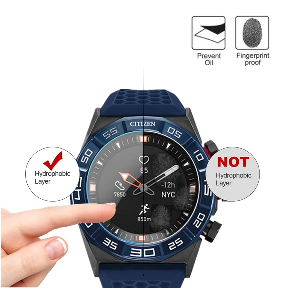 (3PCS) Compatible for Citizen CZ Smart Hybrid Watch Screen Protector, 9H Anti-Scratch Premium Real Tempered Glass Protector smartwatch 44mm Stainless Steel