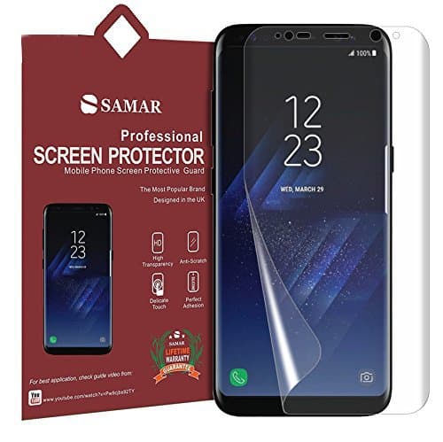 SAMAR - Premium Quality Samsung Galaxy S8 { Full Size } Crystal Clear Screen Protectors (3 in Pack) for Ultra Thin High Definition HD Clear Screen Protector - Includes Microfiber Cleaning Cloth