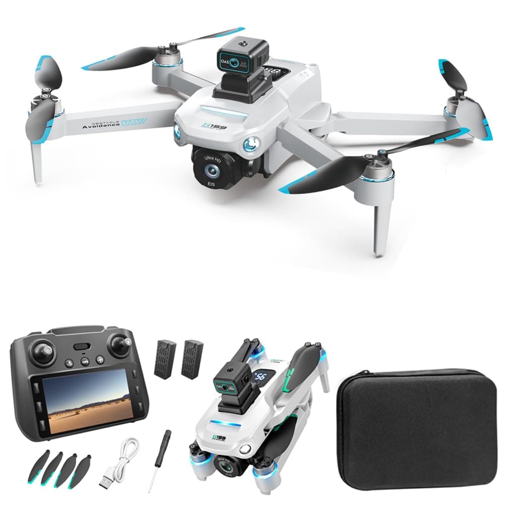 GPS Drone with 8K UHD EIS Camera for Adults, 5G WiFi FPV RC Quadcopter with Brushless Motors, Optical Flow Positioning, Obstacle Avoidance, Auto Return, Follow Me, 2 Batteries (White)