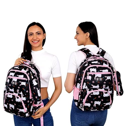 Tinytot School Bag School Backpack College Backpack Travel Backpack Office Backpack Multipurpose Backpack Picnic Bag for Boys & Girls, Black, M, Casual