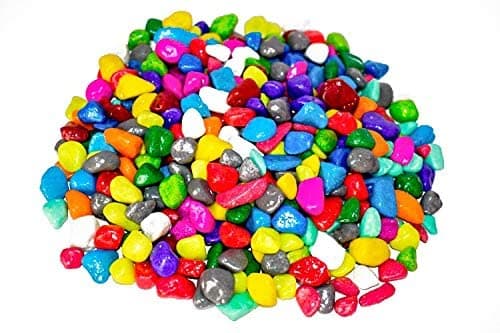 MAURYA solution Decorative Coloured Asymmetric Marble Stone Pebbles for Vase Filler Plant Pots Home Aquarium Fish Tanks Landscape Outdoor Garden Decoration (Multi Colour, 1Kg)