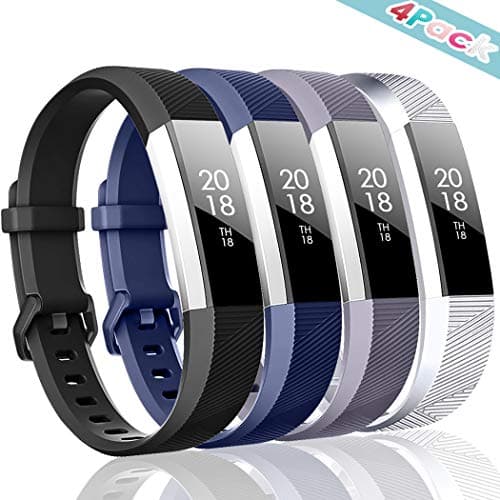 ZEROFIRE Bands Compatible with Fitbit Alta HR and Fitbit Alta (4 Pack), Replacement Sport Wristbands with Secure Metal Buckle for Fitbit Alta/Fitbit Alta HR/Fitbit Ace, Small Large