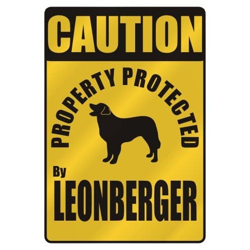 CAUTION " PROPERTY PROTECTED BY LEONBERGER " PARKING SIGN DOG