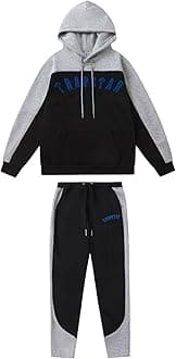 YOUPOEmbroidered Trapstar Tracksuit for Men and Women, Unisex Trapstar Shooters Suit, 2 Piece Sports Jogging Set Autumn Winter, Fleece Hooded Sweatshirt and Pants (Color : 8837 blue, Size : Small)