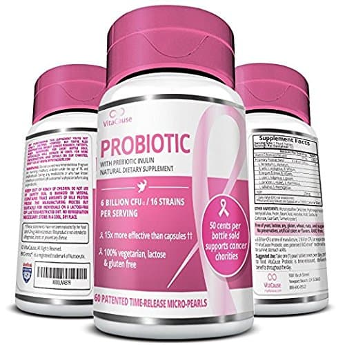 Probiotic Supplement with Protective Coating & Prebiotic - 60 One-A-Day Time Release Pearls – 15x More Effective than Capsules - 6 billion CFU - 16 Strains for Digestive Health