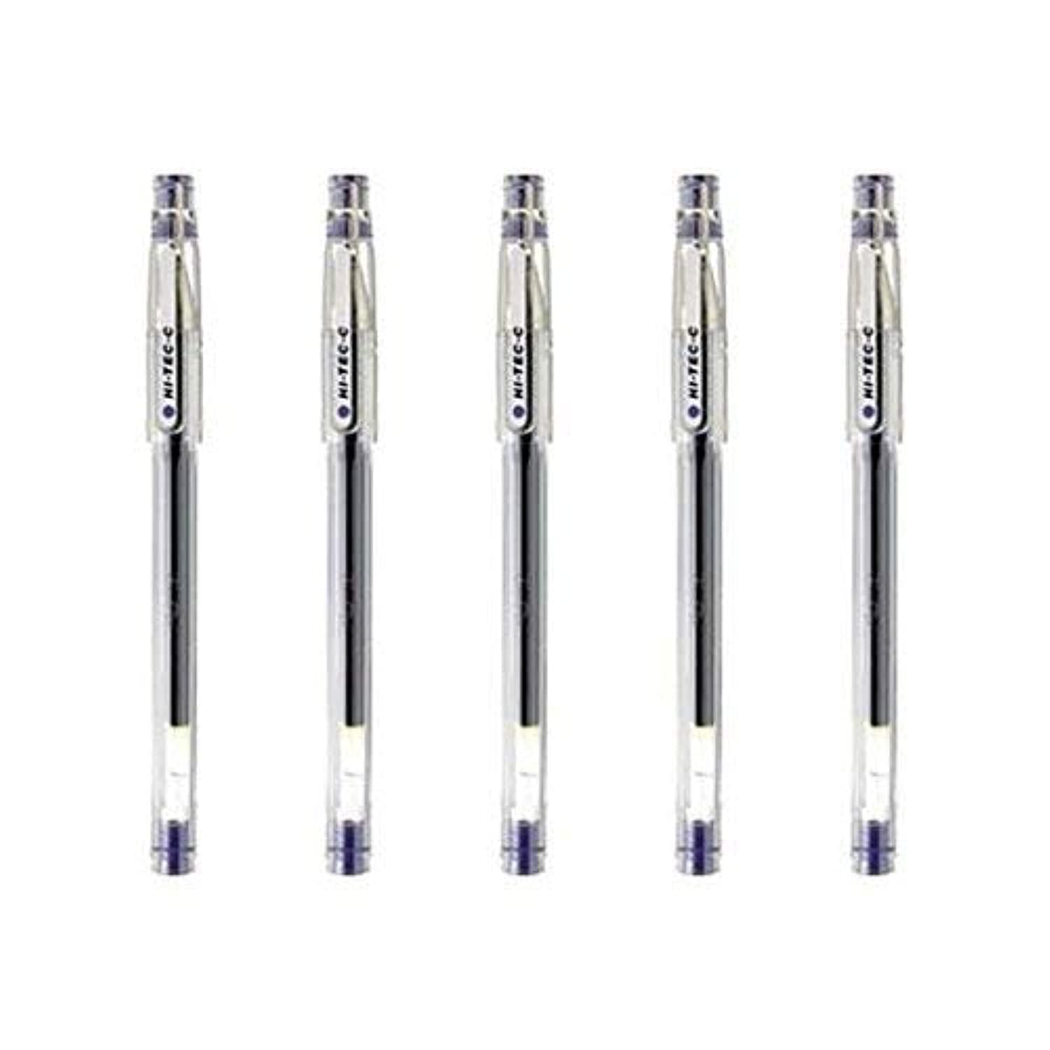 Hi-Tec-C 03 Gel Ink Pen, Micro Fine Point 0.3mm, Blue Ink, LH-20C3, Value Set of 5
