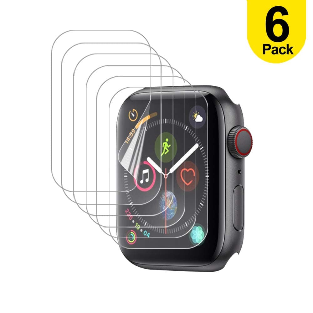 AloMit [6 Pack] Screen Protector for Apple Watch 44mm (Series 4/5 ) [Case Friendly] [Bubble-Free] [Lifetime Replacement Warranty] HD Clear TPU [NOT GLASS] Screen Protector