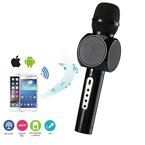Wireless Karaoke Microphone Multipurpose Handheld Karaoke Microphone and Speaker Support Bluetooth Audio Devices for Apple iPhone Android Smartphone