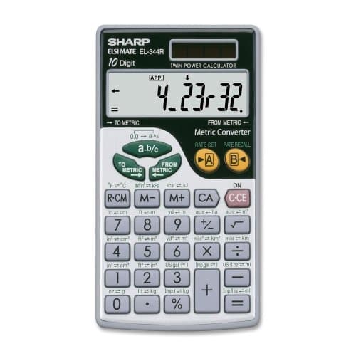 Sharp El344rb Metric Conversion Travel Calculator 44 Functions 10 Character(S) LCD Solar, Battery Powered 2.8" X 0.2" X 0" Silver"Product Type: Office Equipment/Calculators"