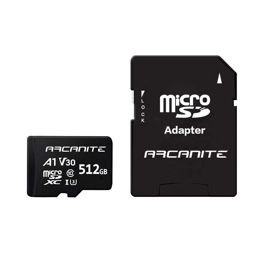 ARCANITE 512GB microSDXC Memory Card with Adapter - A1, UHS-I U3, V30, 4K, C10, Micro SD, Optimal read speeds up to 90 MB/s
