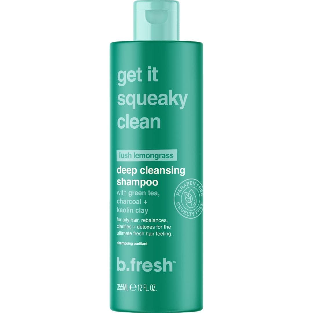b.fresh Daily Cleanser Shampoo | Get It Squeaky Clean - Deep Cleansing for All Hair Types, Enriched with Green Tea + Charcoal to Clarify & Refresh Your Scalp, Lemongrass Scented, 12 Fl Oz