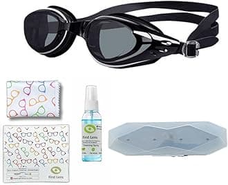 First Lens Customised Powered Swimming Goggles With UV Protection & AntiFog Coating (L-6.00 R-7.00)