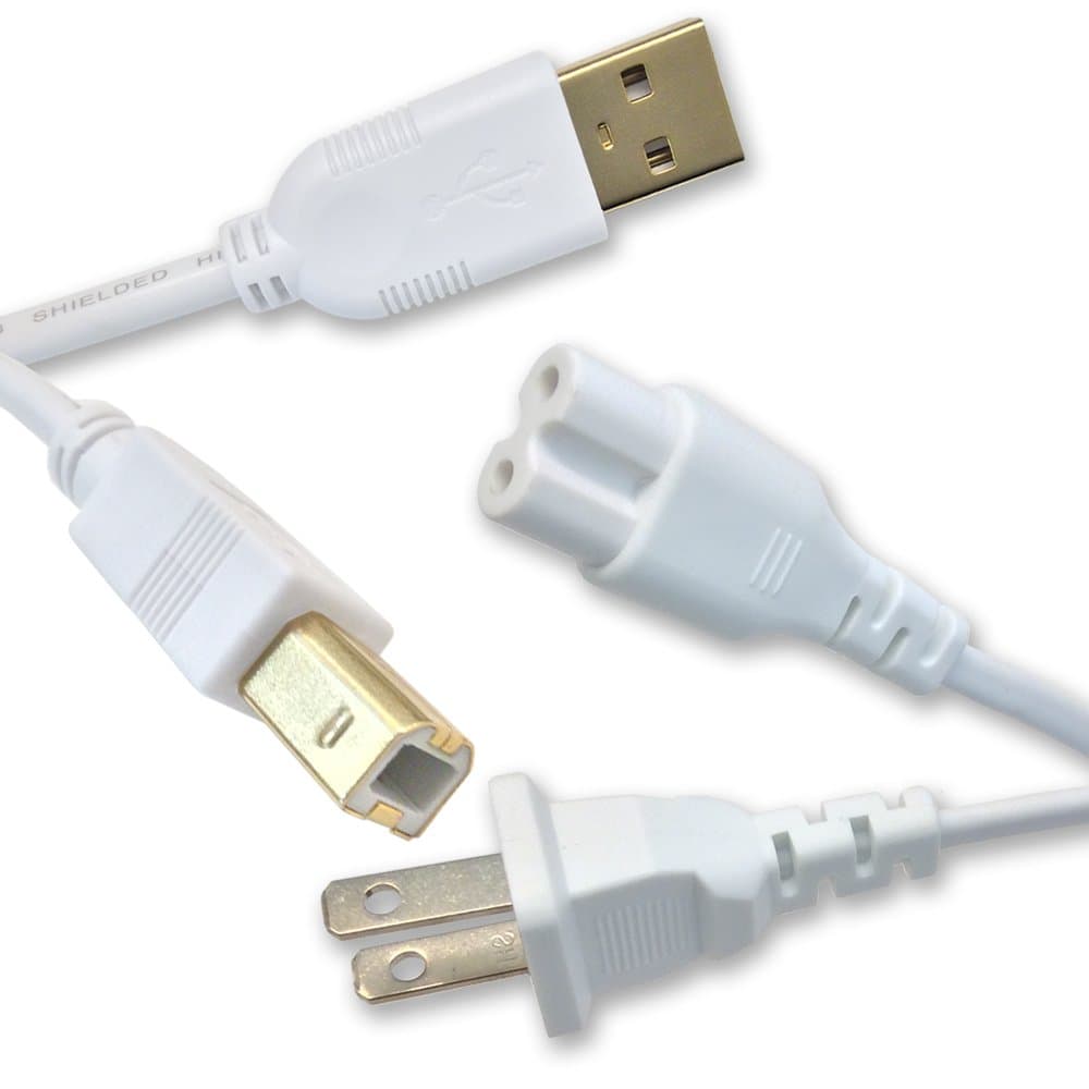 Ipax 10ft USB Cable + 15ft Power Cord for ac adapter Akai Professional MPK61 Cricut Explore Air Air-2 Explore One Expression Expression-2 Silhouette Cameo Cameo-3 Curio Portrait US-Cutter Vinyl cutter