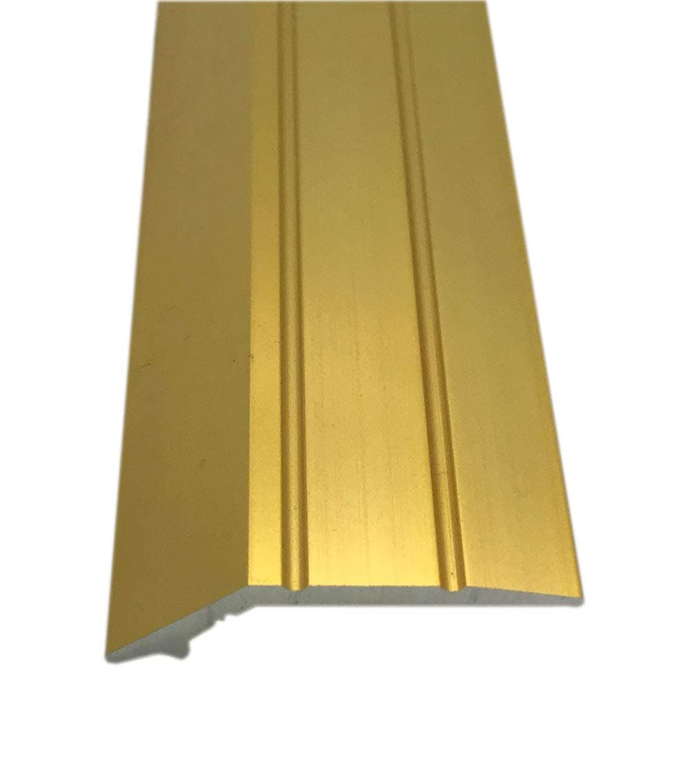 3ft - Angle Edge Flooring Stick-Down Strip - Tile/Laminate/Wood Aluminium to Vinyl or Carpet - Threshold Metal Door Trim/Edging - Gold Colour