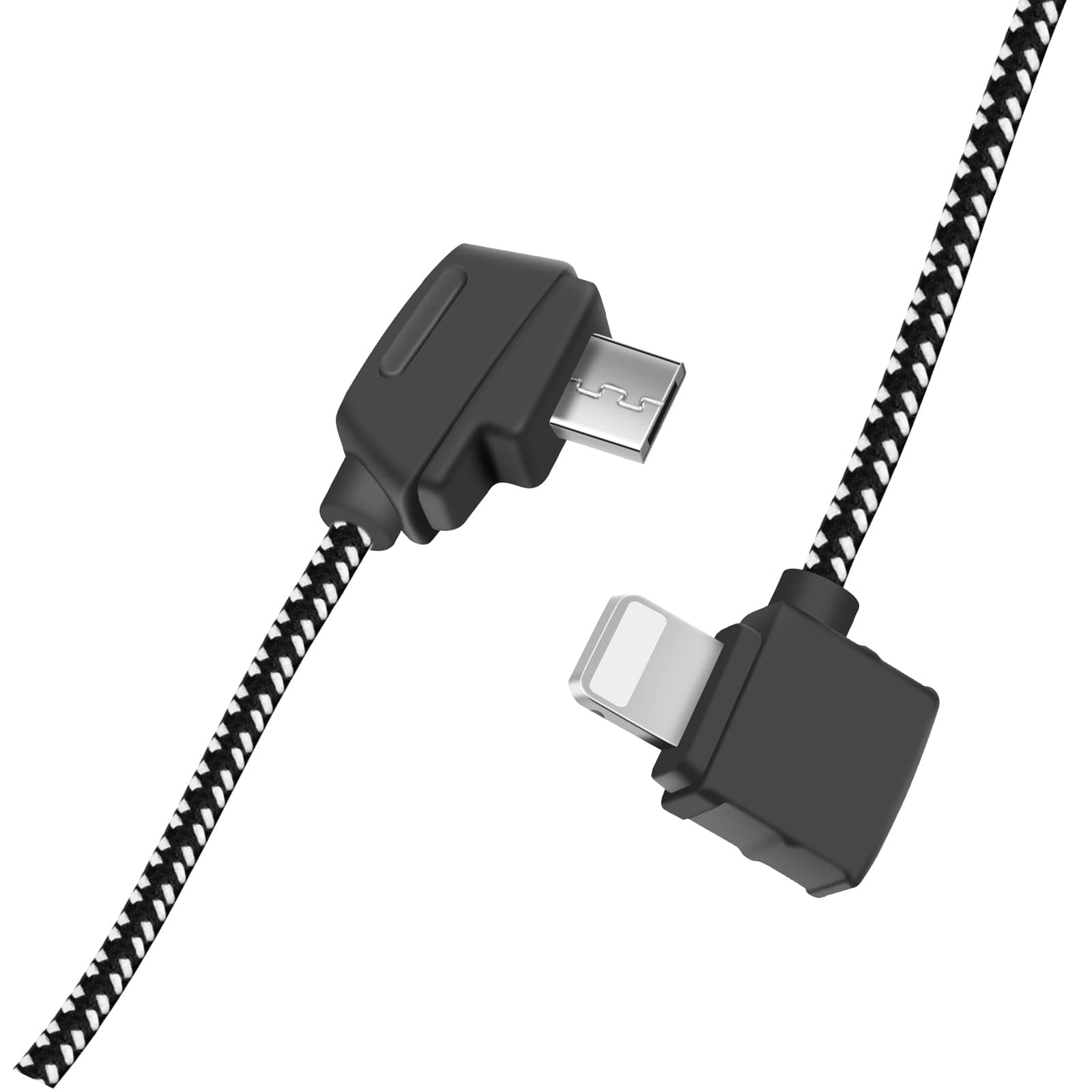 8.15 Inch Micro-AB to iOS Remote Controller Cable for DJI Mavic Mini/SE/Air/Pro Platinum,Mavic 2 Pro Zoom,OTG Nylon Braided RC Phone Data Cord(iOS Connector)