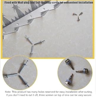 HM&DX Outdoor Wall Metal Spikes with Screws,Security Fence Bird Pigeon Spikes,Hot Dip Galvanized Anti-Theft Anti Climbing Spikes for Roof Walls Railing(L, Galvanized)
