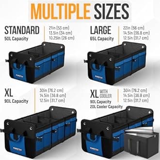 FORTEM Car Boot Organiser, SUV Boot Tidy, Trunk Storage, Collapsible Multi Compartment Car Organiser, Non Slip Bottom, Adjustable Securing Straps, Foldable Cover (65L)