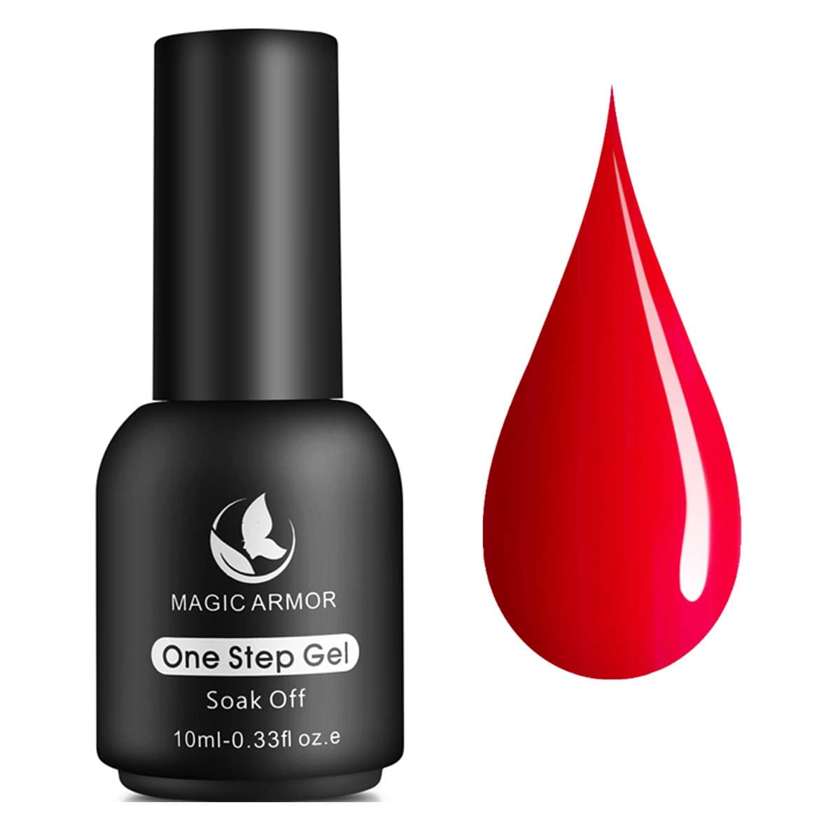 MAGIC ARMOR Red Gel Nail Polish, No Need Base and Top Coat Fast Cure Soak Off UV LED Nail Gel Polish Classic Colors Starter Manicure Salon DIY at Home