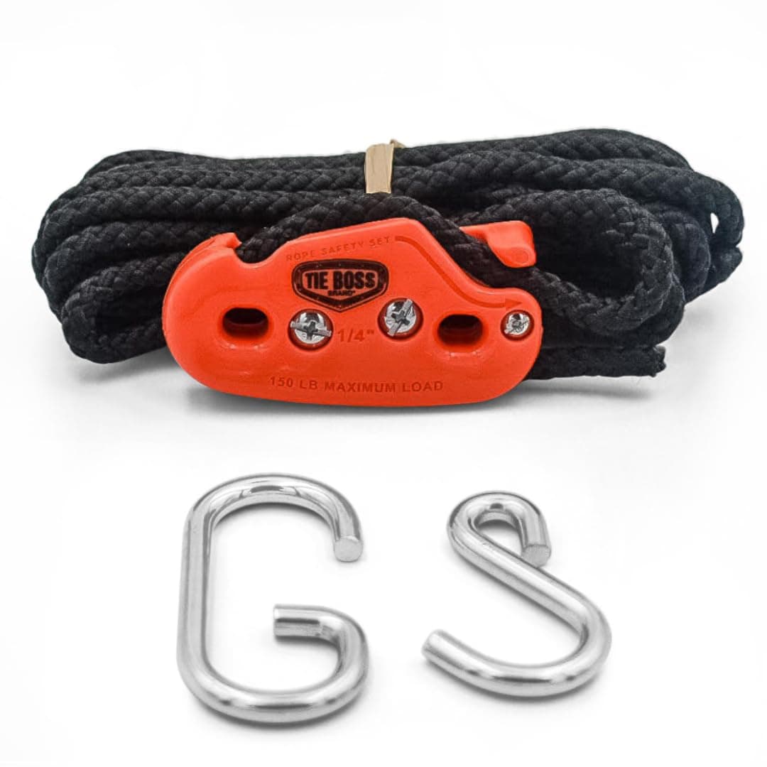 1/4 Inch, Medium Duty, (150 lbs Working Load Limit), Weather Resistant, Tie Down, Rope Tightening System, (w/15 ft Rope) (Pack of 1) (Orange)